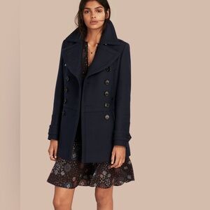 Burberry Wool Navy Pea Coat Jacket Sz UK14, US 12, EUC